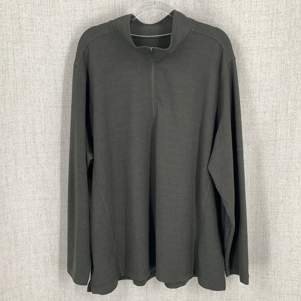 Orvis Pullover Mens 3XL Green Stretch 1/4 Zip Classic Pullover Gorpcore Travel